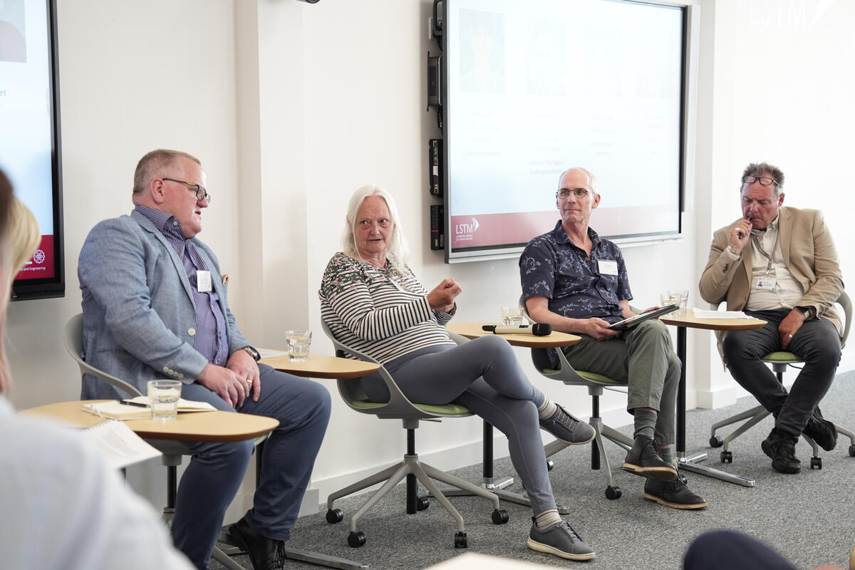 Dr. Séamus O’Neil, Professor Janet Hemingway, Aidan Jolly and John Whaling/ photo LSTM Dr. Séamus O’Neil, Professor Janet Hemingway, Aidan Jolly and John Whaling/ photo LSTM